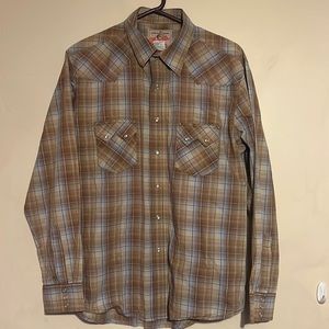 Wrangler vintage plaid button down shirt